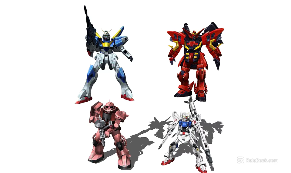 Smart Machines with Various Colored Robot Models and Detailed Mechanical Designs 3d model 