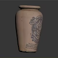 Hand Carved Clay Vase Sculpture With Vintage Designs And Text Details