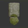 Scenic Natural Landscape With Stone Block Green Grass Patches And Small Clumps