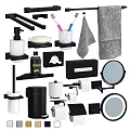 Bathroom Accessories Set With Toothbrush Holder Soap Dispenser Towel And Mirror