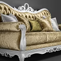 Luxurious Velvet Sofa Set With Carved White Frame And Decorative Pillows