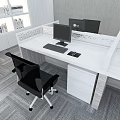 Public Office Space Featuring Modern Workstations Computers Ergonomic Chairs And Natural Light 3d model