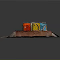 Textured Rock Surface With Four Colorful Drink Cans And Varied Designs
