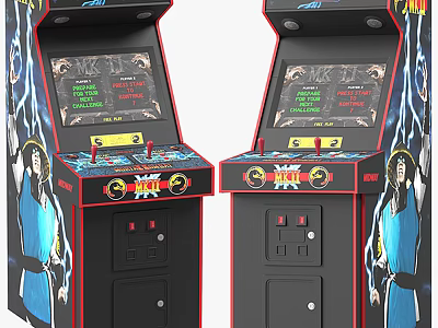 Retro Arcade Gaming Machines With Dual Screens And Two Player Control Panels For Entertainment 3d model