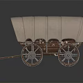 Animal Carvings Adorn Vintage Wooden Carriage With Canvas Cover And Reflections