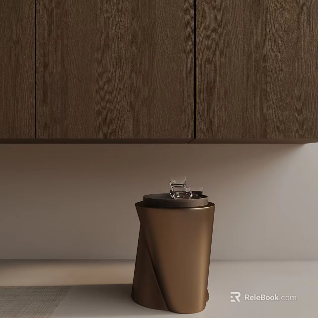 Elegant Modern Side Table With Brown Metal Finish And Minimalist Design For Living Room 3d model 
