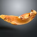 Orange Fish Floating In Mid Air Against Gray Background With Unique Textured Appearance