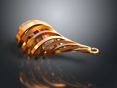 Gold Multi Layered Spiral Design Pendant With Metallic Shiny Finish Modern Fashion Accessory 3d model