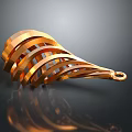 Gold Multi Layered Spiral Design Pendant With Metallic Shiny Finish Modern Fashion Accessory