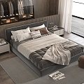 Minotti Double Bed Bedroom Cloakroom Nightstand 3d model