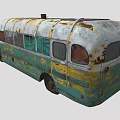Old Rusty Bus With Faded Yellow And Green Paint And Number 142