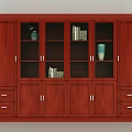 Combination Wooden Bookcase With Glass Doors Storage Cabinets And Drawers