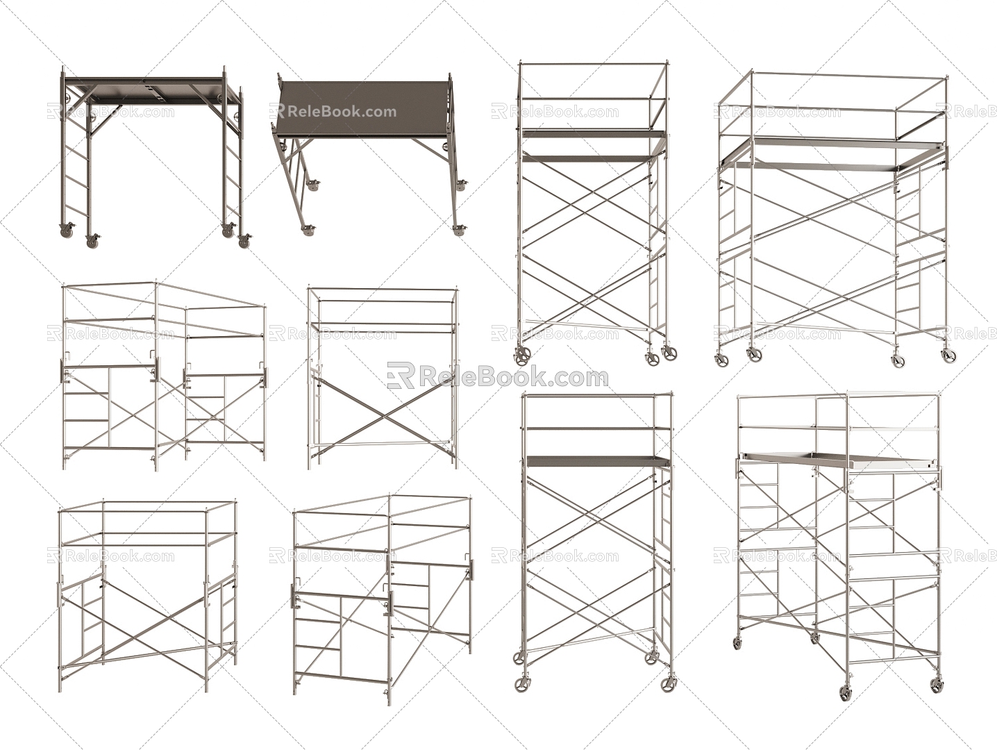 Scaffolding Site Quilting Rack Iron Rack Support Rack Hand-tripod Rack Construction Equipment 3d model