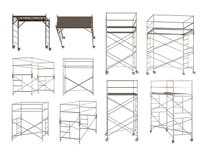 Scaffolding Site Quilting Rack Iron Rack Support Rack Hand-tripod Rack Construction Equipment 3d model