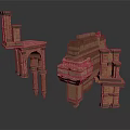Classical Architectural Ruins Fragments Featuring Stone Arches Columns And Walls