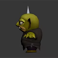 Yellow Skinned Goblin Like Creature With Angry Expression Sharp Fangs And Blue Weapon 3d model