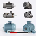 Industrial Electric Motors With Various Types And Blue Gray Bodies