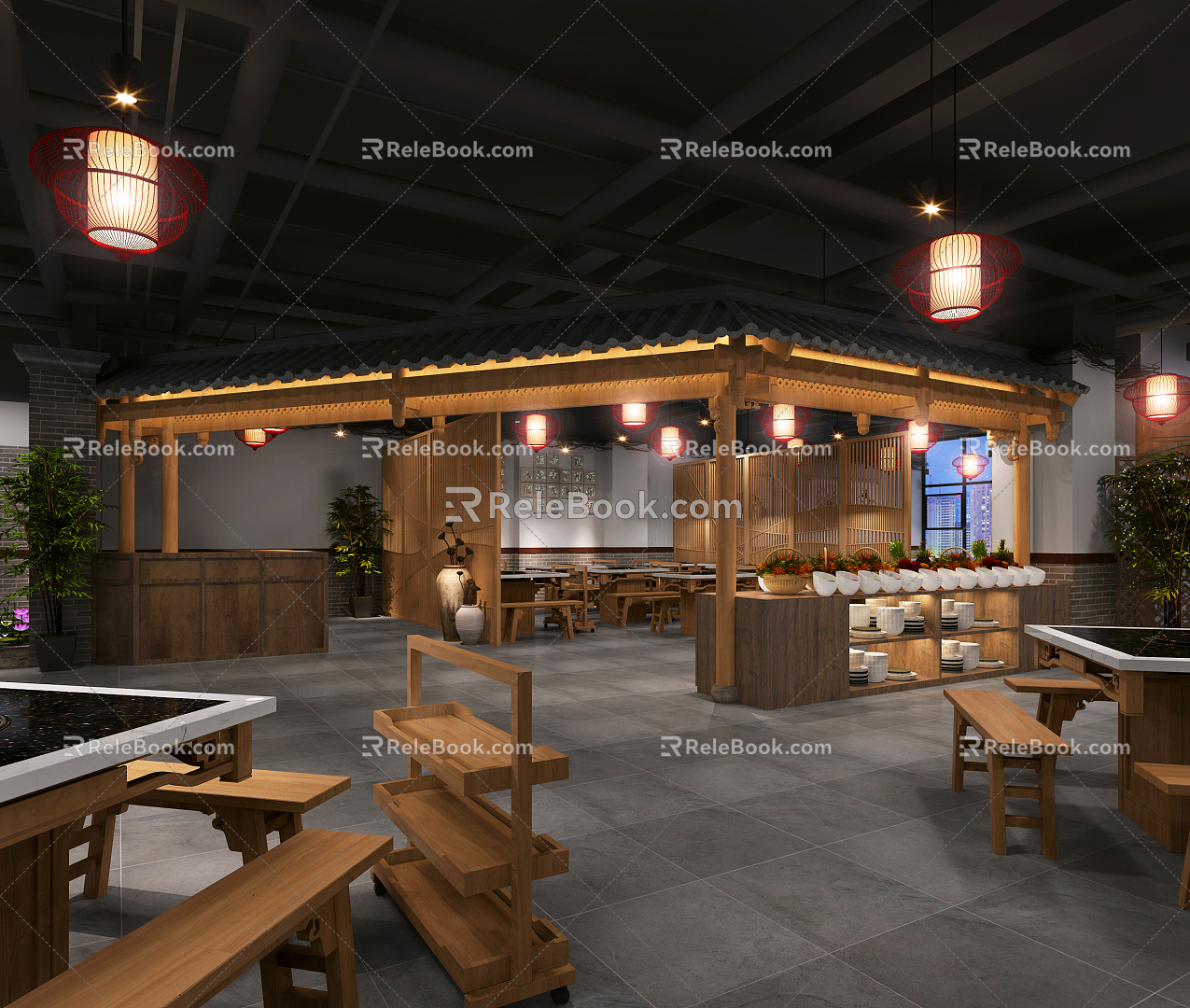 New Chinese Hot Pot Shop 3d model