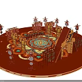 Traditional Red Themed Photo Spot With Circular Design Ornate Lanterns And Decorative Patterns