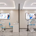 Dental Clinic Interior With Dental Chair Orange Chairs Window And Wall Poster