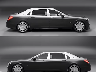 Luxury Black and White Sedan with Silver Alloy Wheels and Premium Exterior Design 3d model