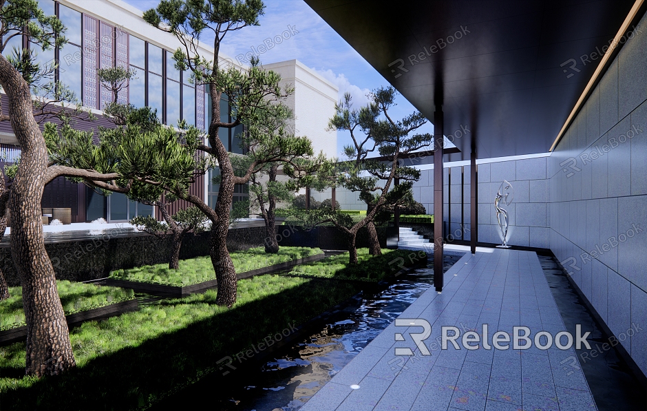 New Chinese Courtyard Courtyard Landscape model