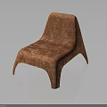 Modern Brown Textured Fabric Chair With Unique Sleek Design And Curved Legs