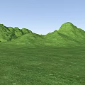Scenic Park Landscape With Rolling Green Hills And Vast Grassland Under Blue Sky
