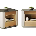 Modern Bedside Tables With Open Storage Books Decorative White Ball And Green Plant Bowl