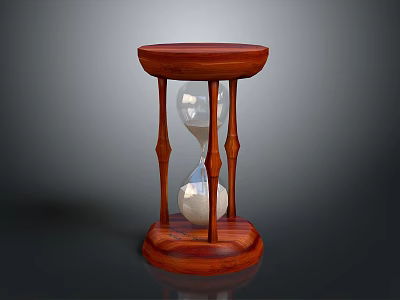 Classic Wooden Hourglass Stand With Glass Bulb And Sand Timer Design 3d model