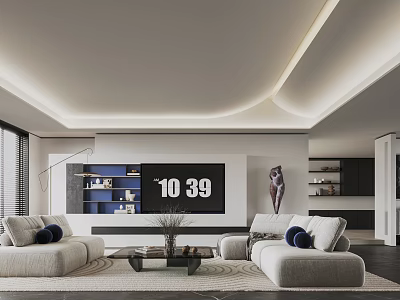 Modern Living Room With Cozy Sofas And Stylish Decor 3d model