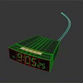 Black Digital Time and Date Display Device with Green LED Screen Showing Time and Date 3d model