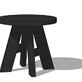 Black Modern Side Table with Round Top and A Shaped Wooden Legs