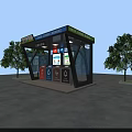 Public Garbage Sorting Station With Shelter Colorful Bins And Sorting Instruction Posters