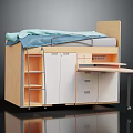 Multifunctional Light Wood Bed Furniture With Storage Cabinets Drawers Shelves And Pull Out Desk