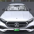Silver Mercedes Benz Sedan With Stylish Front Grille And Headlights