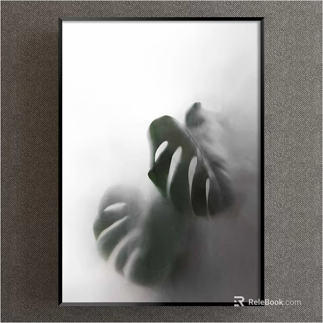 Minimalist Monstera Leaf Plant Painting With White Background For Interior Decor 3d model 