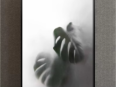 Minimalist Monstera Leaf Plant Painting With White Background For Interior Decor 3d model