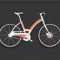 Modern Red And White Bicycle With Sleek Frame And Reflective Wheels Design