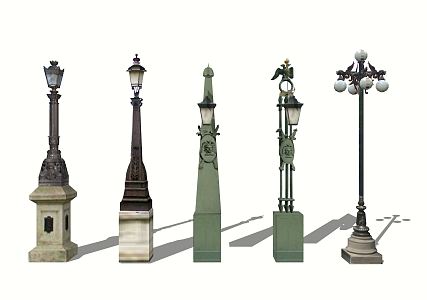 European street lamp with base street lamp 3d model