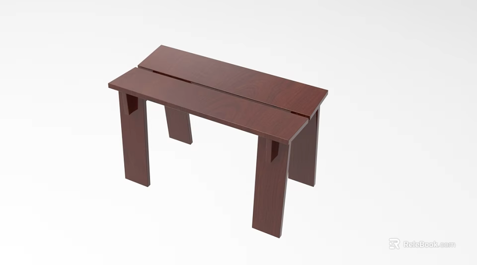 Dark Brown Wooden Stool With Simple Design And Solid Legs For Indoor Use 3d model