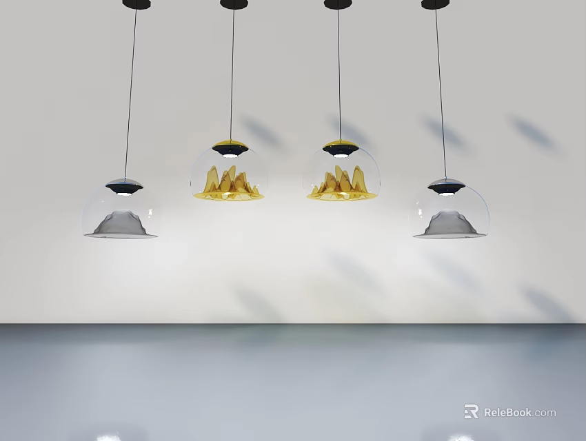 Elegant Swing Door Design With Modern Pendant Lights For Interior Spaces 3d model