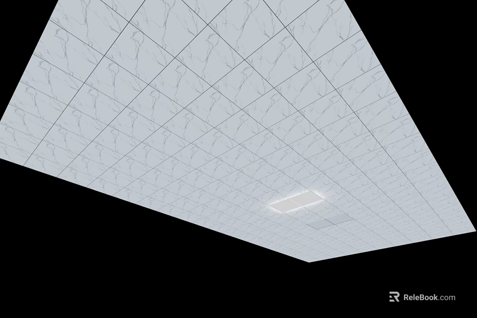 Modern Suspended Ceiling With Grid Pattern And Recessed Light Fixture Design 3d model