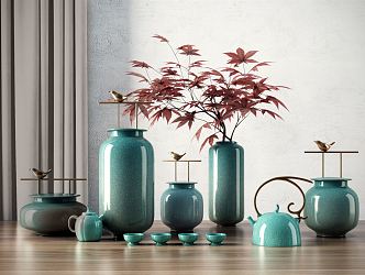 New Chinese vase ornaments combination 3d model