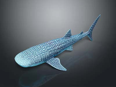 Blue And White Spotted Whale Shark Swimming In Deep Ocean Waters 3d model