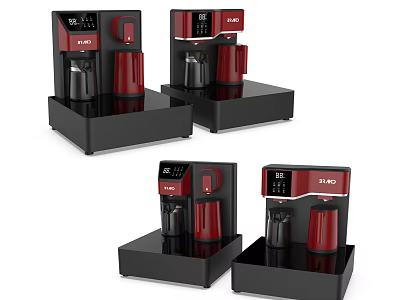 Modern Red And Black Coffee Makers As Stylish Household Appliances With Multiple Angles 3d model