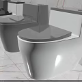 Multiple Modern Toilets in White and Gray on Marble Floor Bathroom