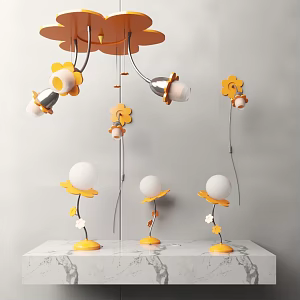 Modern lamp combination children's room chandelier 3d model