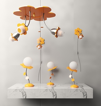 Modern lamp combination children's room chandelier 3d model