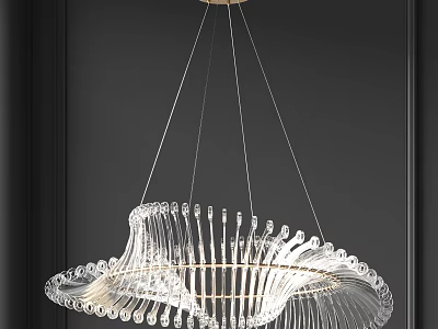 Modern Elegant Crystal Chandelier With Wavy Transparent Design And Metal Frame 3d model